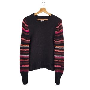 JOHNNY WAS Kurt Multi-Color Bishop Sleeve Boho Alpaca Wool Crew Sweater oct